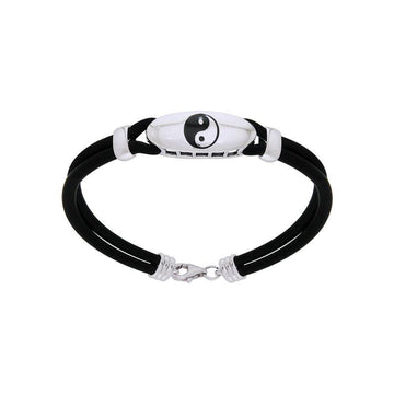 Yin Yang Leather Cord Bracelet TBL200 - Jewelry